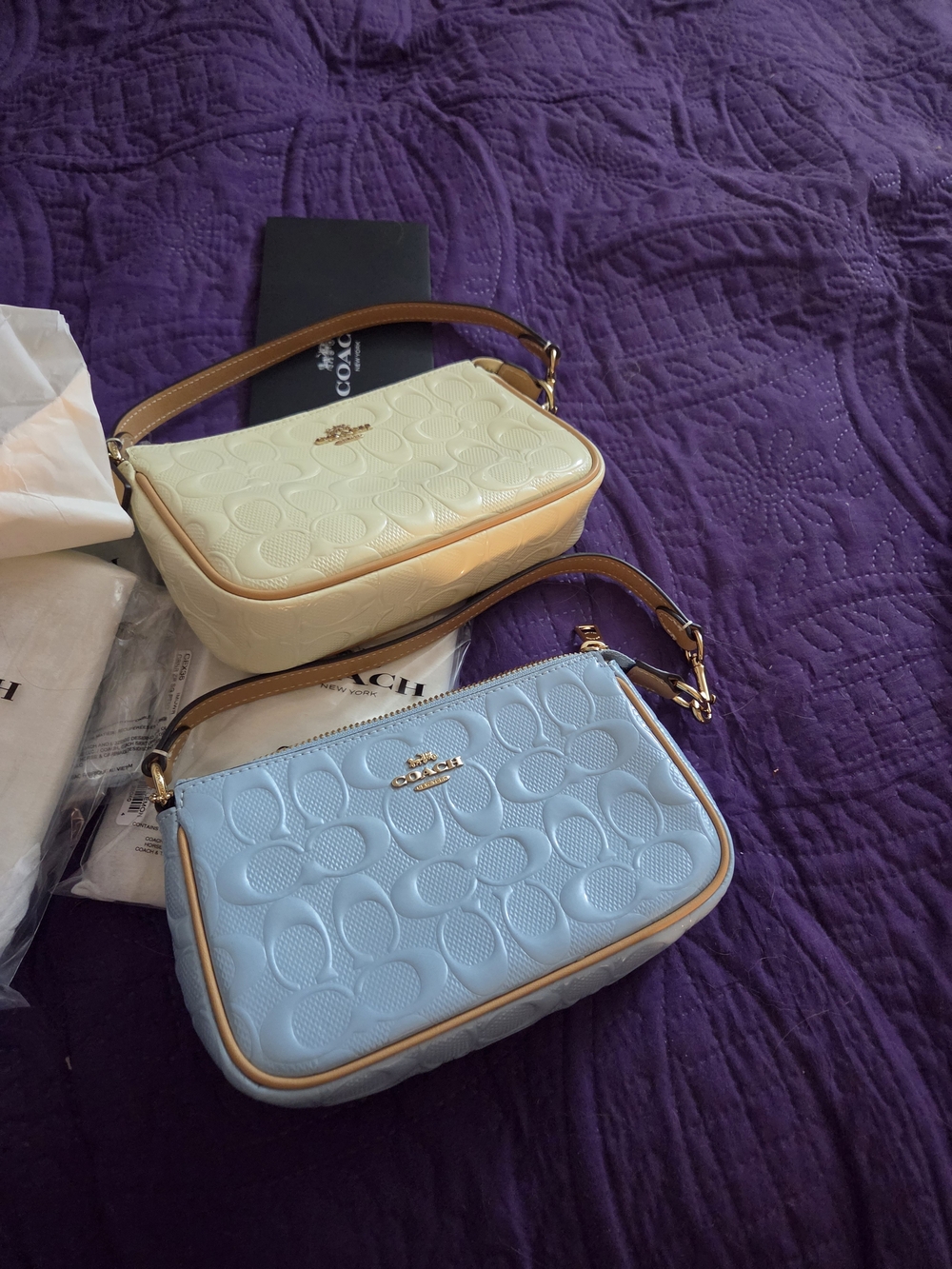Coach Lolita NEW Signature Embossed Leather Mini Bag - Blue / Cream
